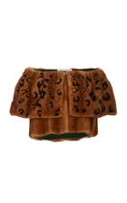 Oscar De La Renta Leopard Intarsia Mink Bolero