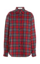 Moda Operandi Victoria Beckham Oversized Brushed Plaid Flannel Shirt
