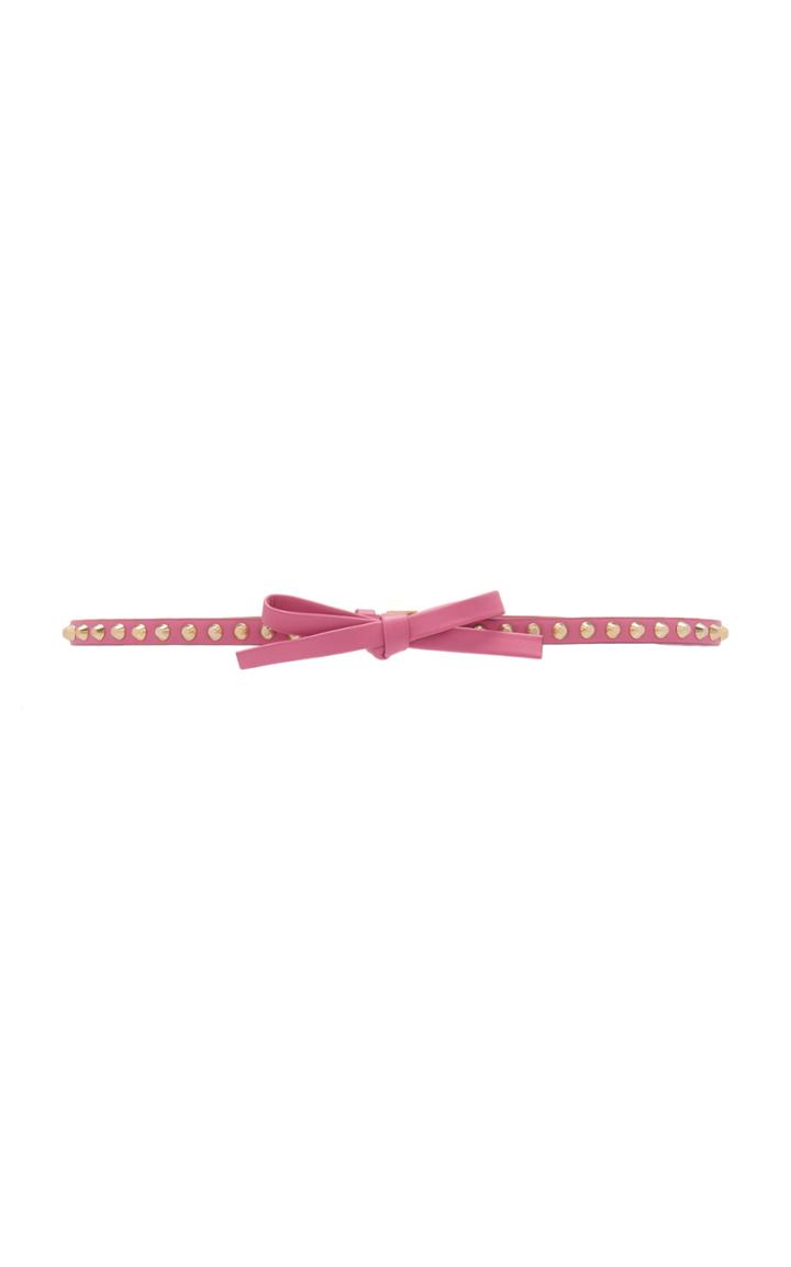 Prada Bow-detailed Studded Leather Belt Size: 65 Cm