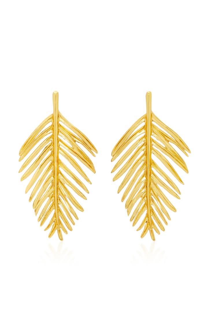 Oscar De La Renta Palm Leaf Drop Earrings