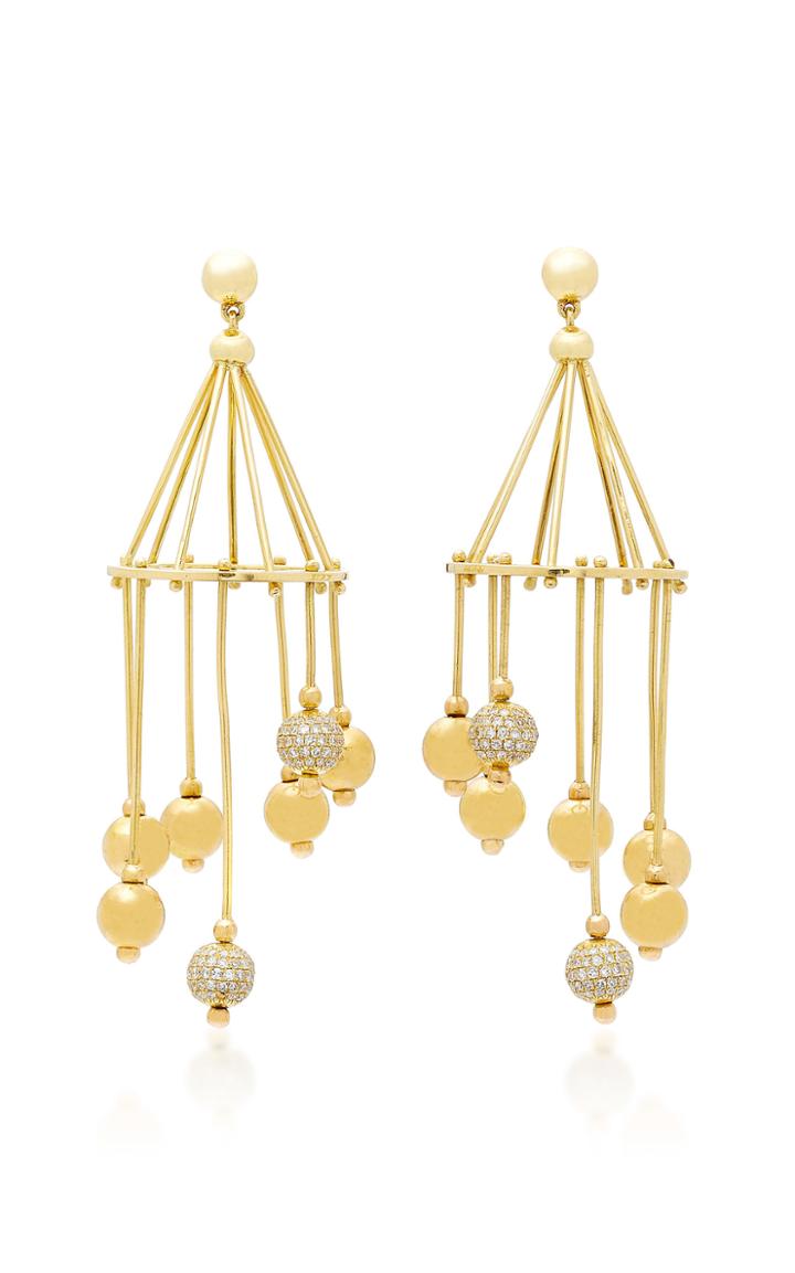 Shay Gold Caged Ball Drop Earrings