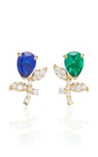 Anabela Chan M'o Exclusive 18k Gold Emerald And Sapphire Tulip Stud Earrings