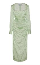 Ganni Floral-print Silk-blend Satin Midi Dress
