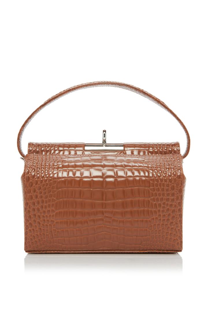 Gu De Milky Croc-effect Leather Bag