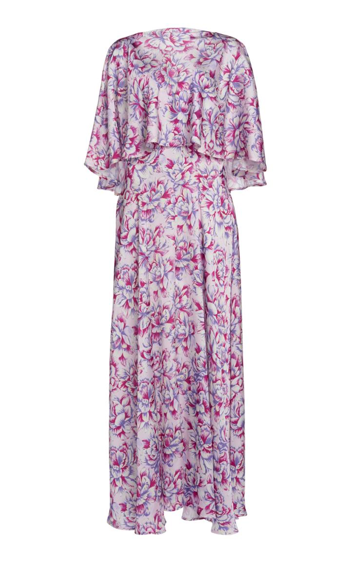 Moda Operandi Paco Rabanne Floral Cape Satin Maxi Dress