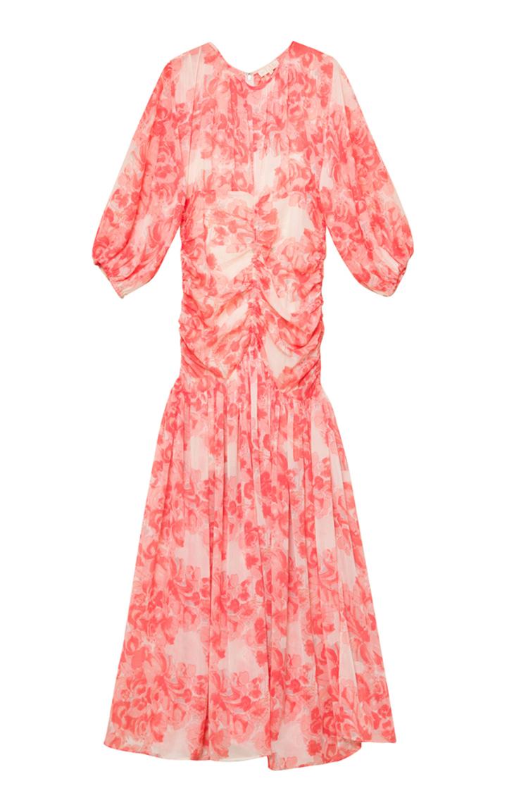 Moda Operandi Bytimo Ruched Printed Chiffon Maxi Dress