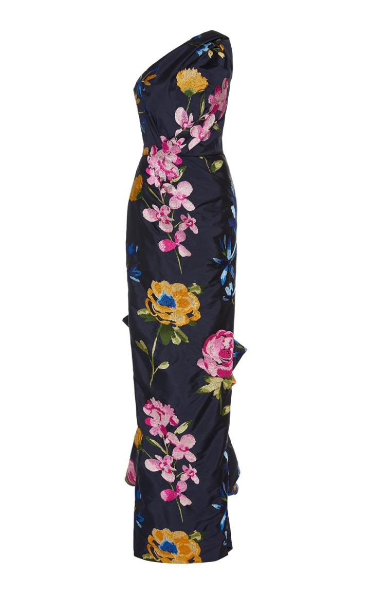 Marchesa Bow-embellished Taffeta Gown