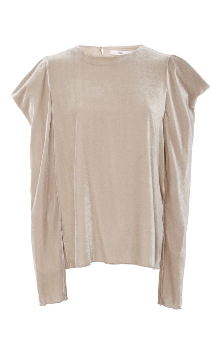 Tibi Velvet Draped Sleeve Top