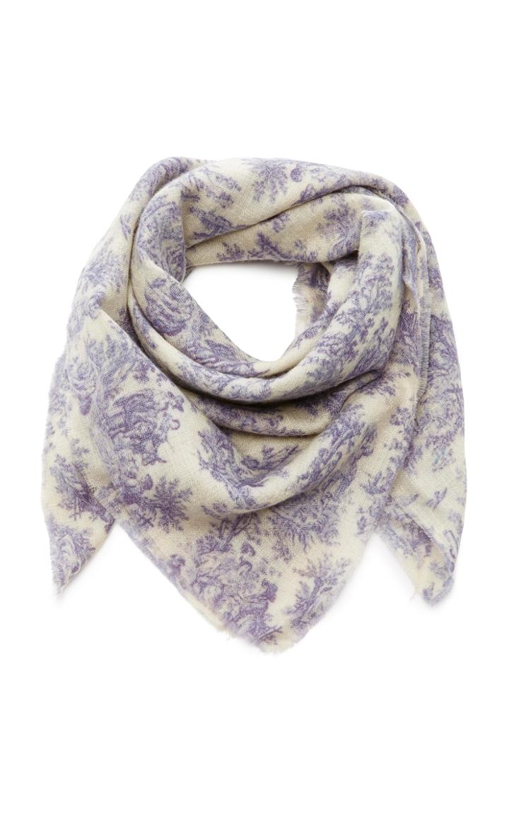 The Elder Statesman Printed Pashmina Cashmere Handkerchief Scarf