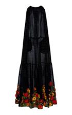 Moda Operandi Rahul Mishra Marigold Embroidered-hem Striped Voile Maxi Dress Size: 3