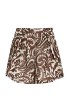 Moda Operandi Rosie Assoulin Pleated Paisley Linen Shorts