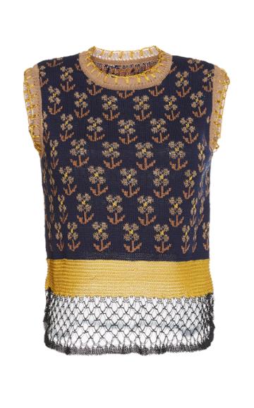 Mame Kurogouchi Floral Jacquard Knit Sleeveless Top