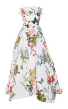 Monique Lhuillier Printed Strapless High Low Gown