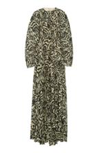 Solace London Taima Pleated Animal-print Maxi Dress