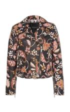 Nour Hammour Daphne Print Leather Biker Jacket