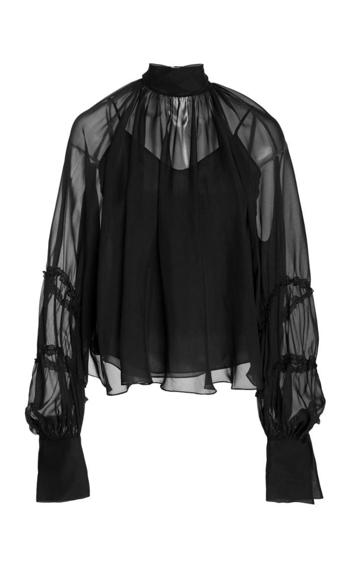 Noon By Noor Pomona Gathered Silk Blouse