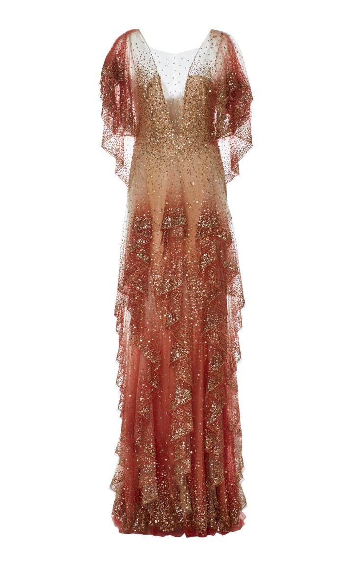 Marchesa Illusion Neckline Tulle Gown