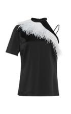 David Koma Feather Trim Open Shoulder Top