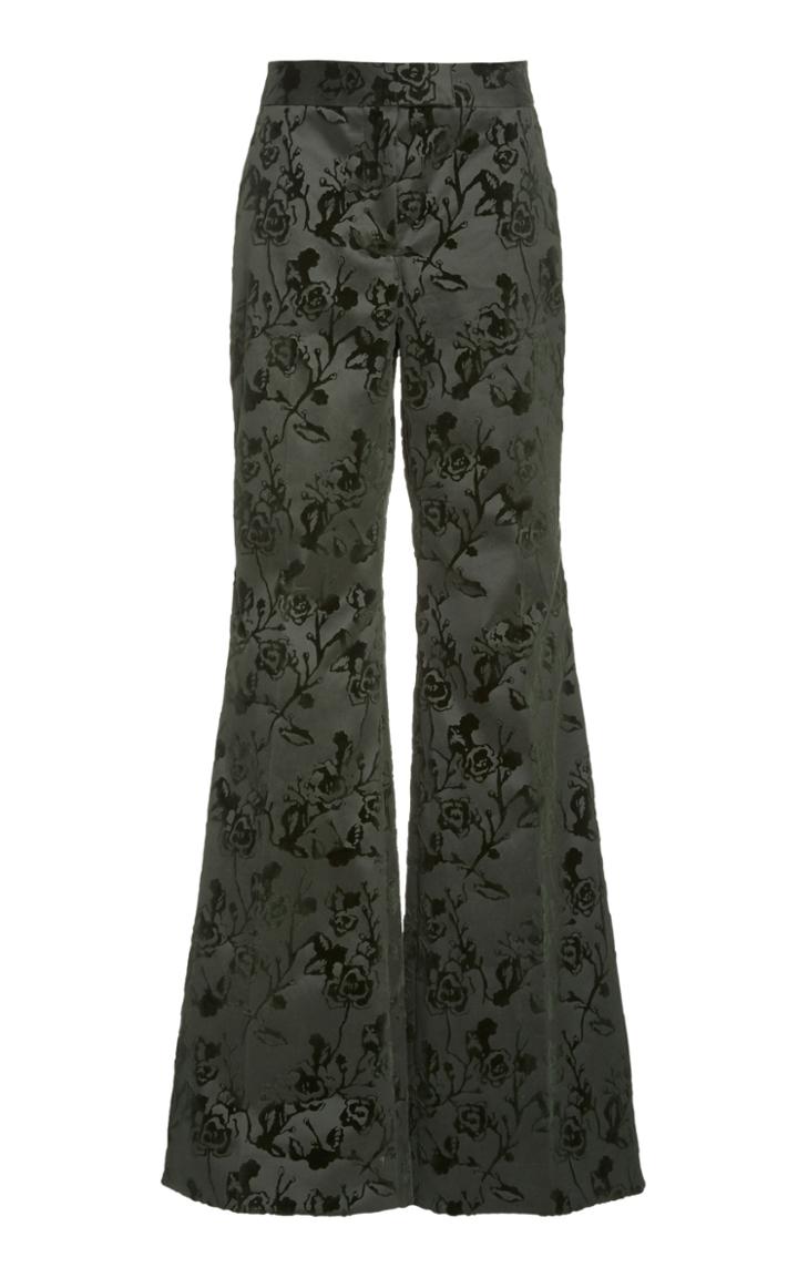 Moda Operandi Marina Moscone Embroidered Flared Cotton-blend Pants