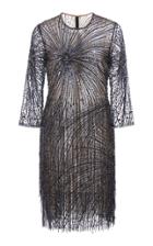 Naeem Khan Embellished Fringe Hem Dress