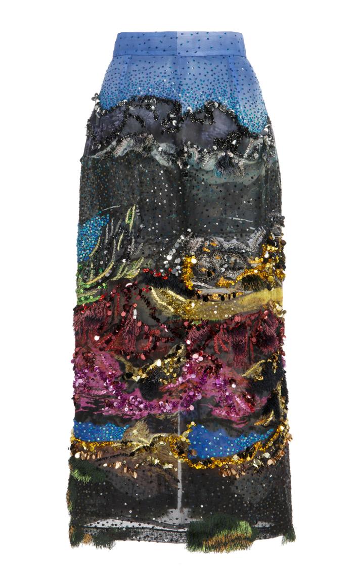 Mary Katrantzou Embellished Orgnaza Skirt