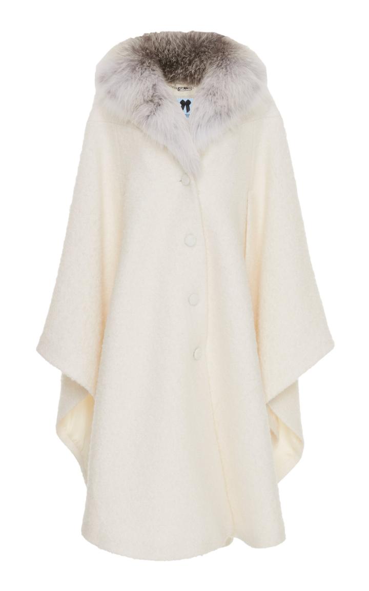 Blumarine Wool Cape With Fur Collar