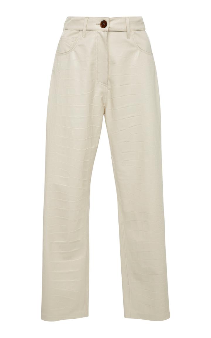 Nanushka Ivy Creme Vegan Crocodile Pant