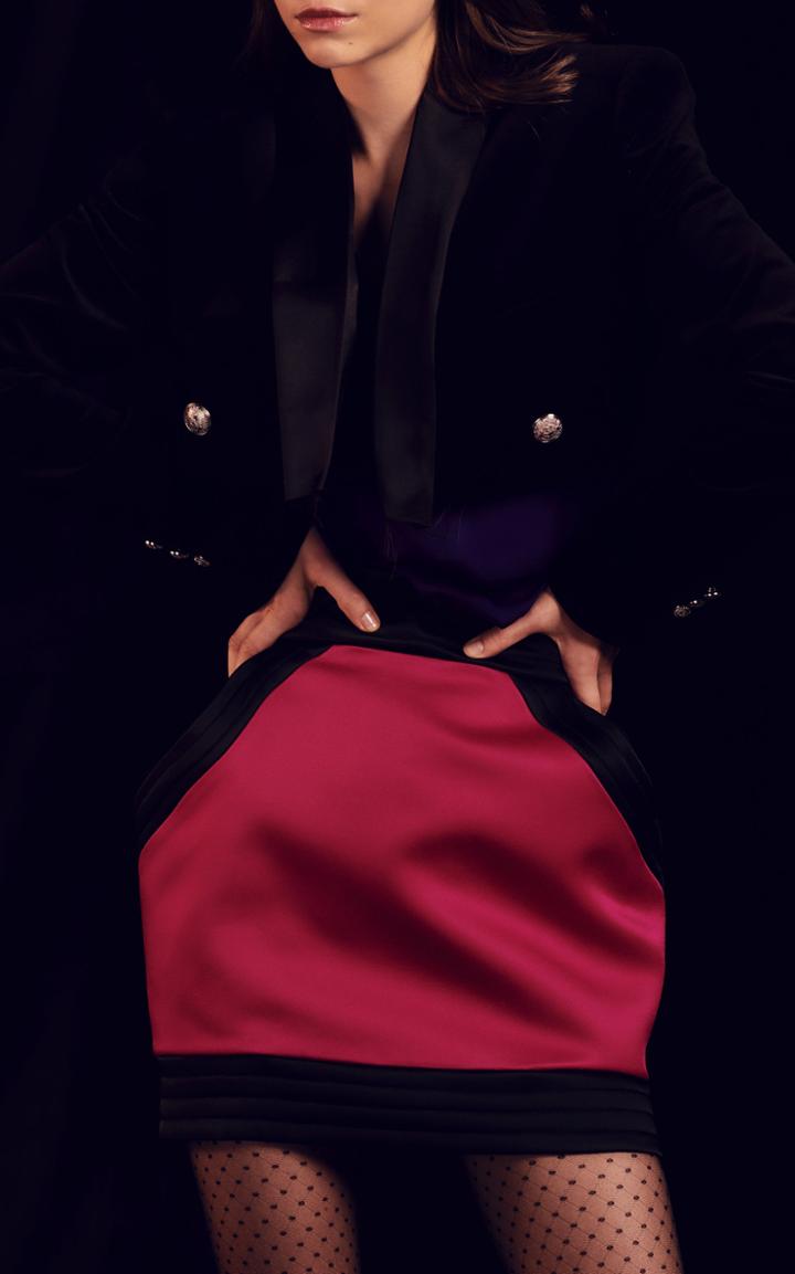 Balmain Dual Toned Satin Mini Skirt