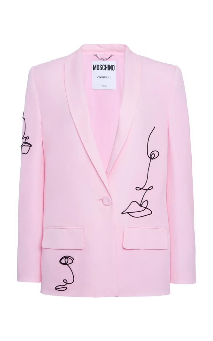 Moda Operandi Moschino Printed Silk Blazer Size: 36