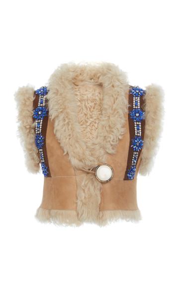 Moda Operandi Miu Miu Faux Fur-embellished Suede Vest Size: 36