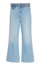 Current/elliott Braided High Waist Cropped Camp Wide Leg Jeans