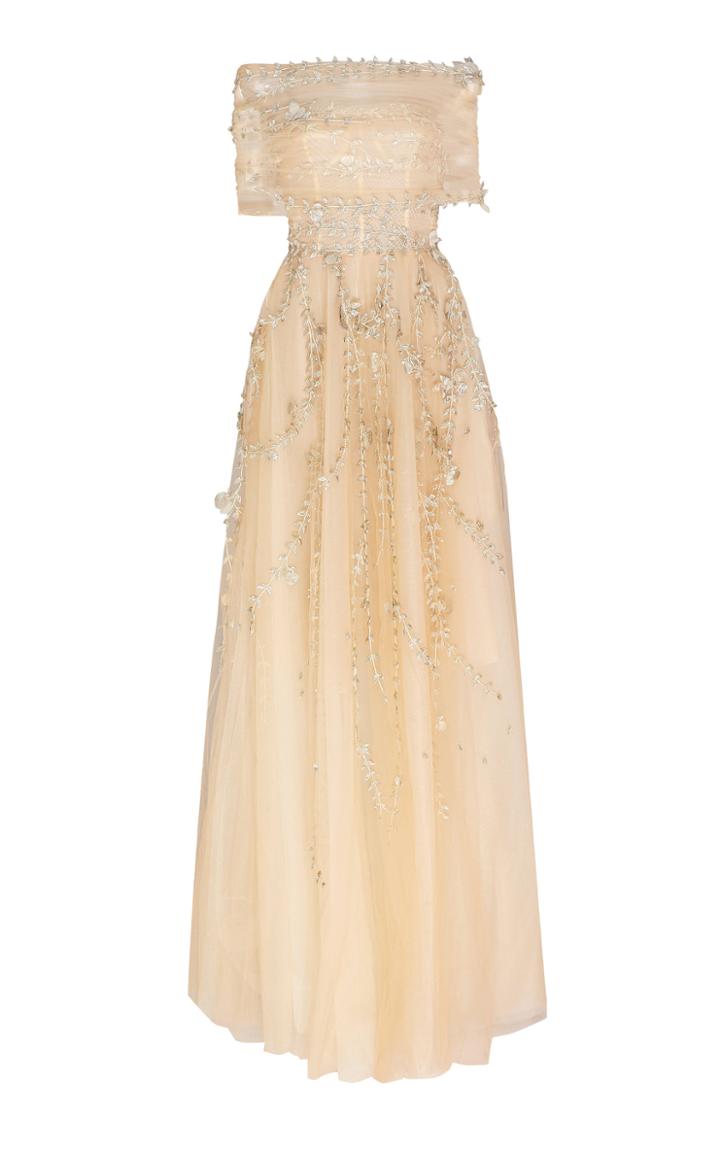 Moda Operandi Oscar De La Renta Floral Tulle Gown Size: 0
