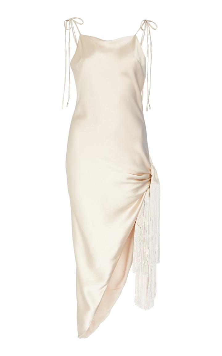 Cult Gaia Giselle Tasseled Asymmetric Silk Dress