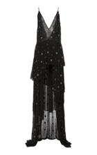 Amiri Asymmetrical Deep V Beaded Long Dress