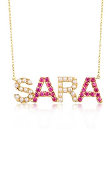 Moda Operandi Luisa Alexander 14k Yellow Gold Pearl And Pink Sapphire Name Necklace