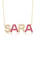 Moda Operandi Luisa Alexander 14k Yellow Gold Pearl And Pink Sapphire Name Necklace