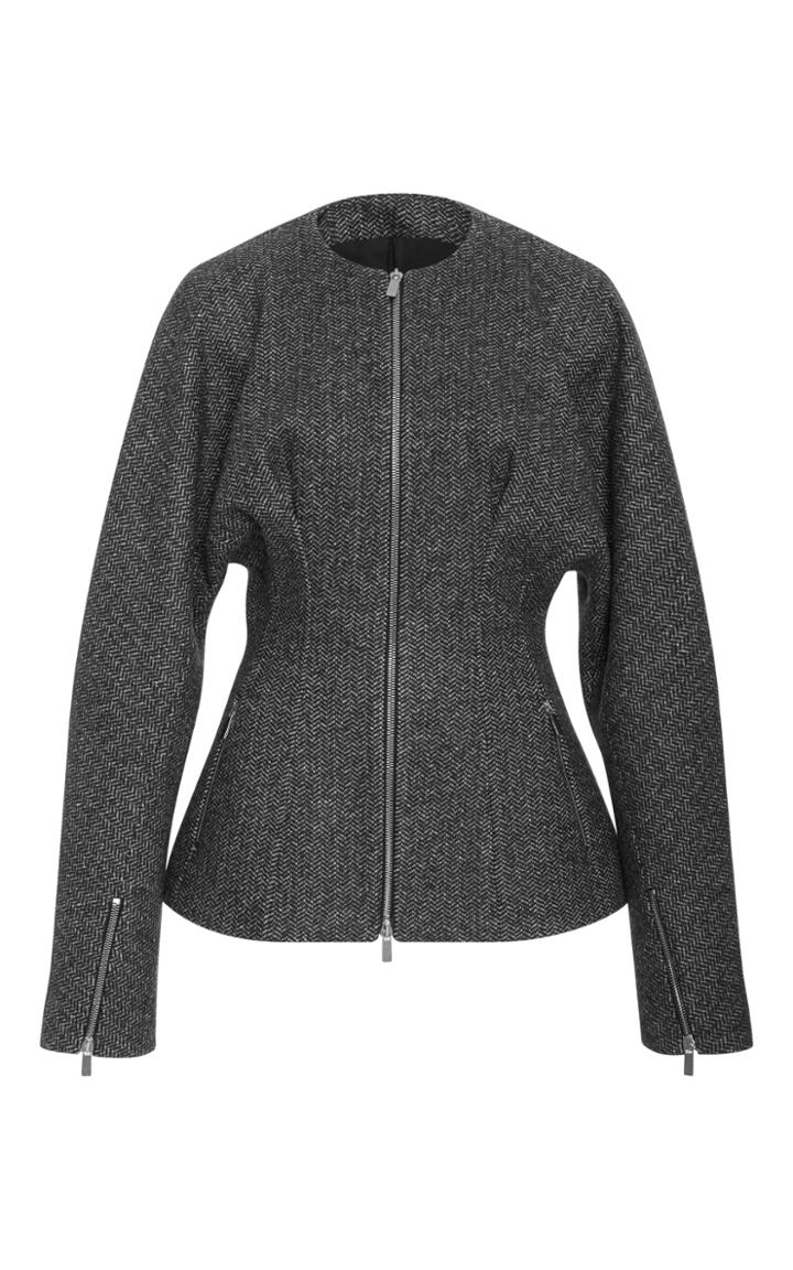 Michael Kors Collection Herringbone Crewneck Jacket