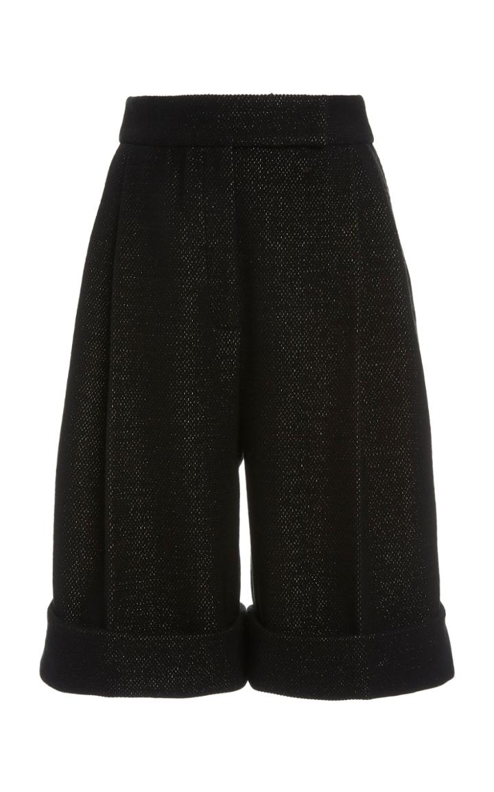 Moda Operandi Kalmanovich Pleated Metallic Knee-length Shorts