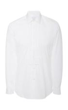 Prada Pleated Cotton-poplin Tuxedo Shirt