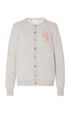 Lingua Franca Peace Cashmere Cardigan With Poppy Thread