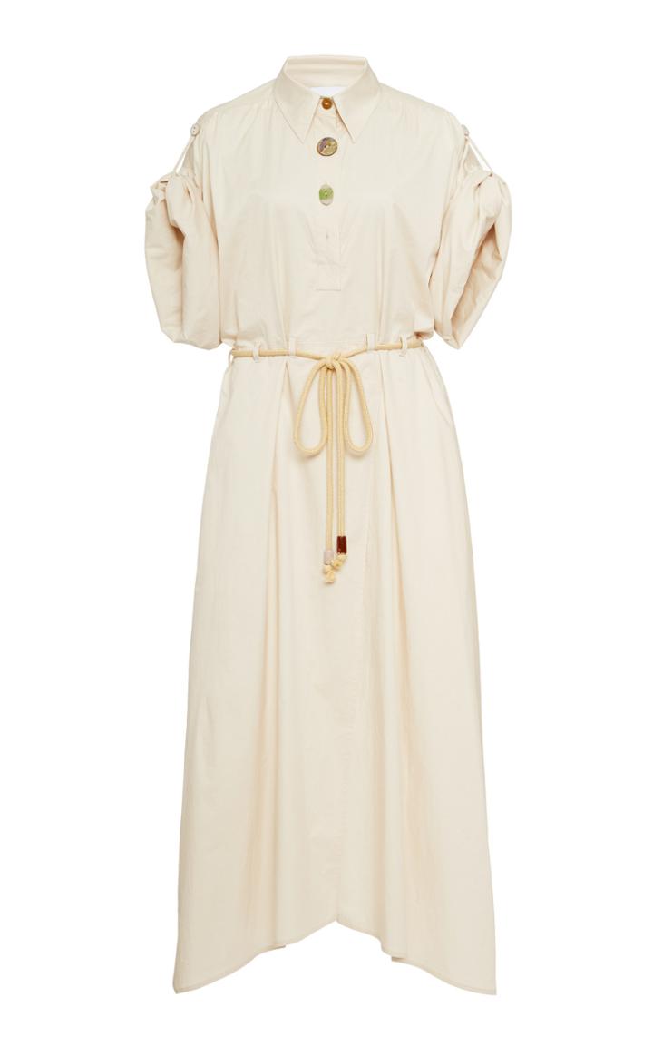 Moda Operandi Nanushka Hanna Cotton One Sleeve Midi Dress Size: Xs