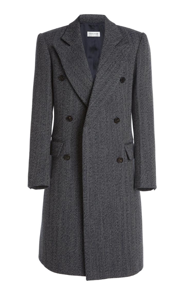 Moda Operandi Victoria Beckham Herringbone Woven Double-breasted Coat
