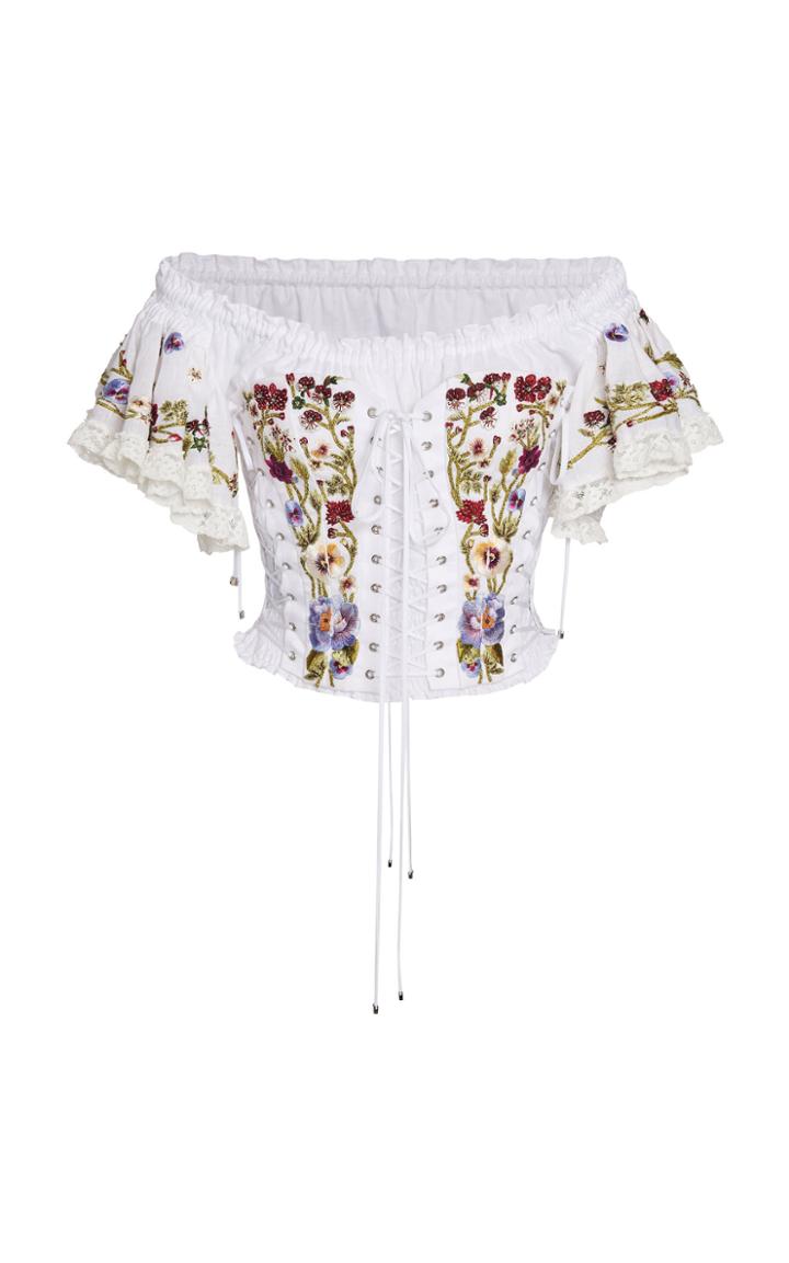 Dolce & Gabbana Floral-embroidered Off Shoulder Top