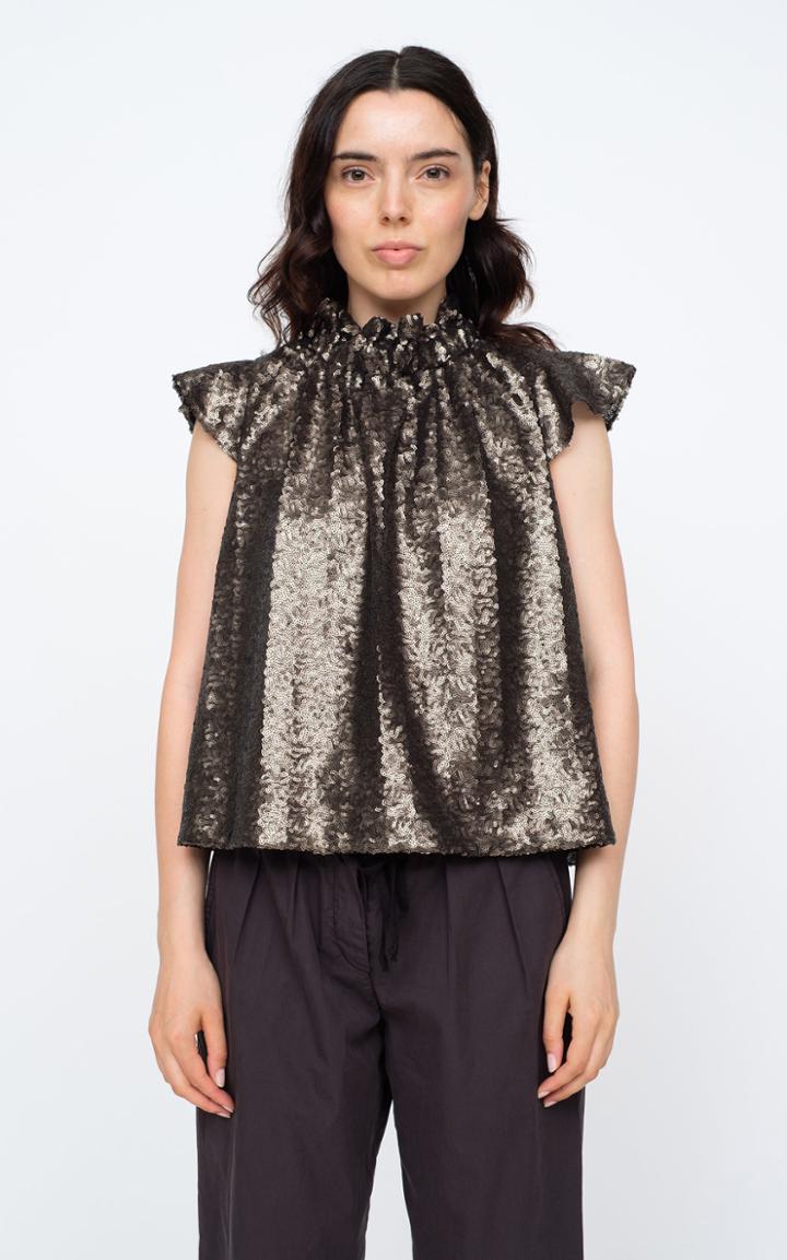 Moda Operandi Sea Rachelle Flutter-sleeve Sequined Top