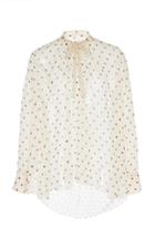 Adam Lippes Printed Chiffon Bow Neck Poet Shirt
