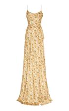 Moda Operandi Markarian Dashwood Floral Satin Draped Wrap Gown Size: 0