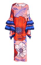 Leal Daccarett Choco Printed Ruffle Sleeve Caftan