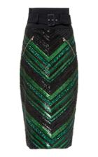 Sally Lapointe Chevron Sequin Pencil Skirt