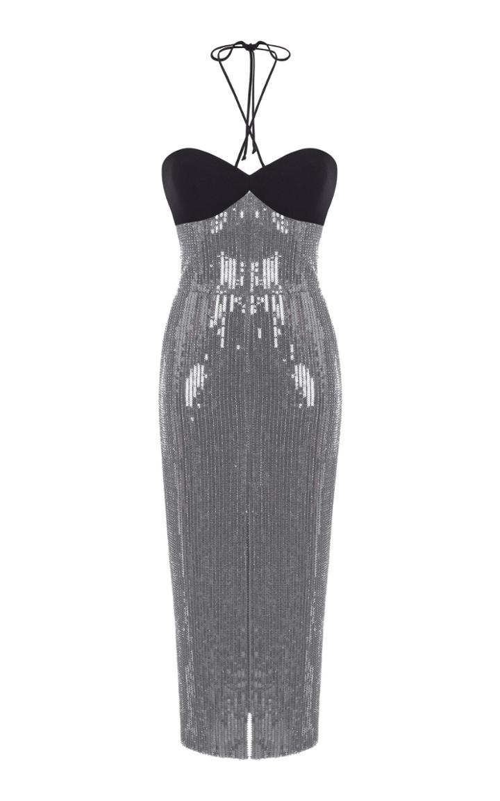Moda Operandi Rasario Sequined & Crepe-paneled Dress Size: 34