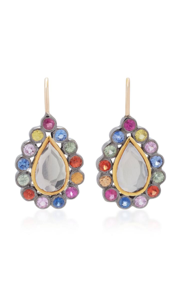 She Bee Rhodium-plated Rainbow Sapphire And Topaz Earrings